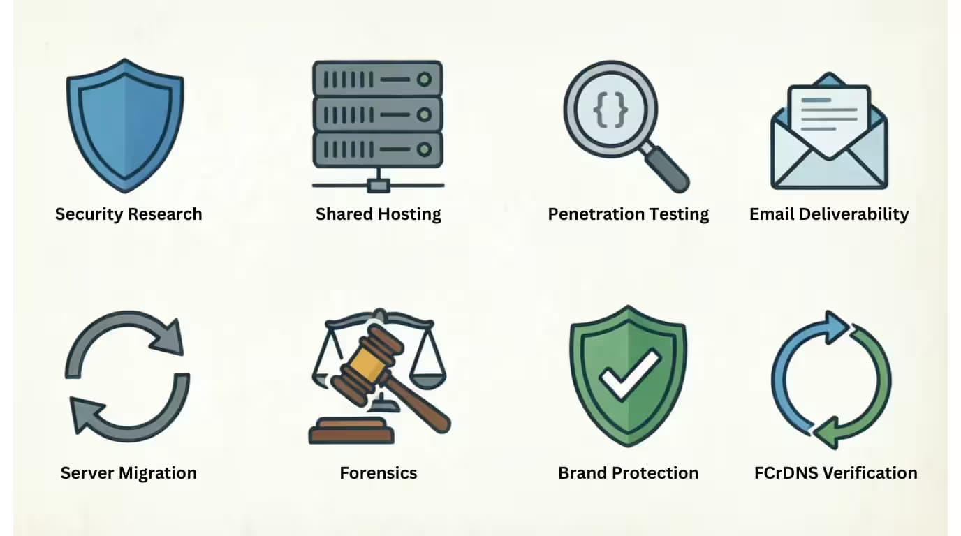 Illustration for a few use cases of How to use IP to Domain lookup