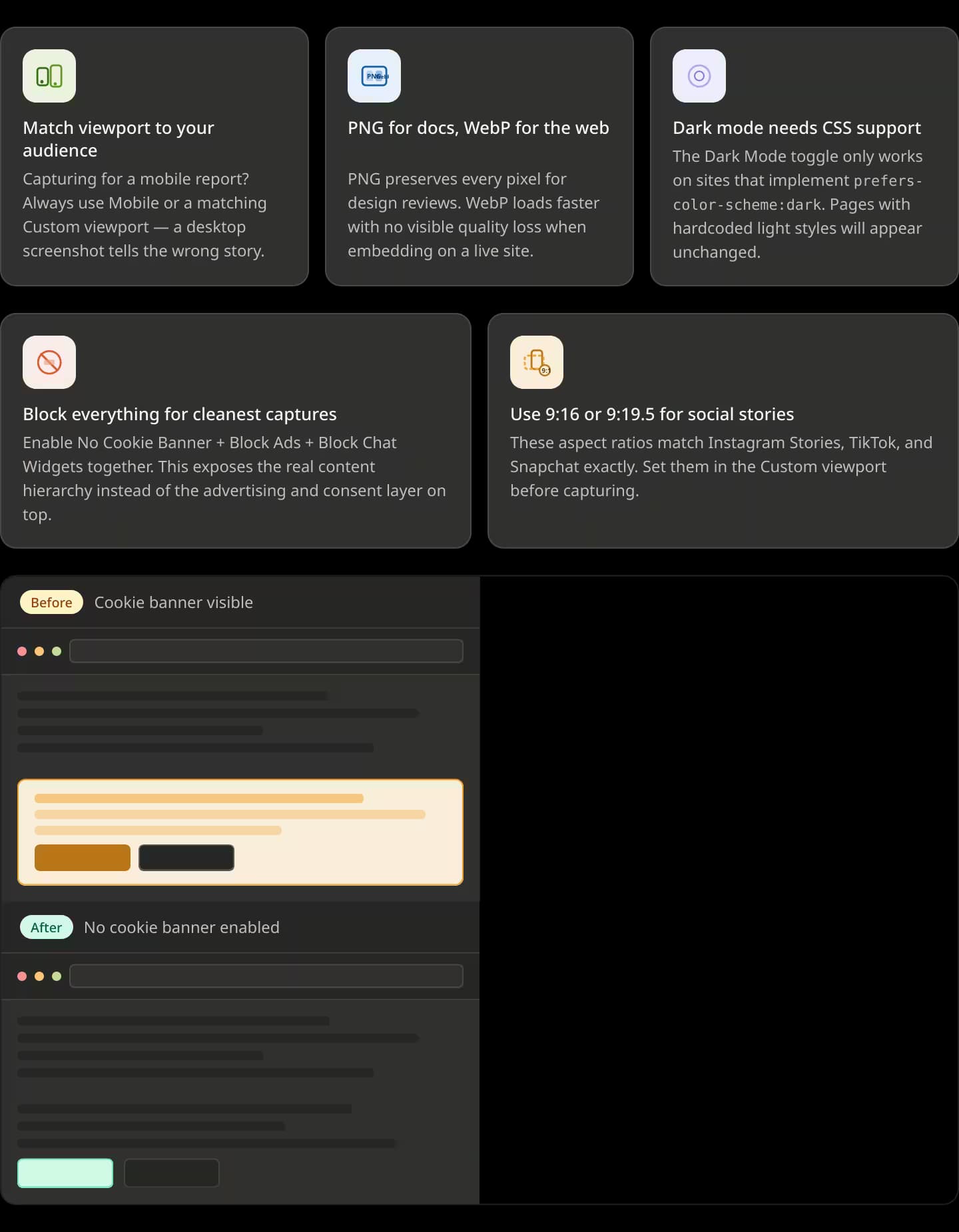 Tips to take better screenshots of a website