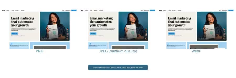 PNG vs JPEG vs WebP
