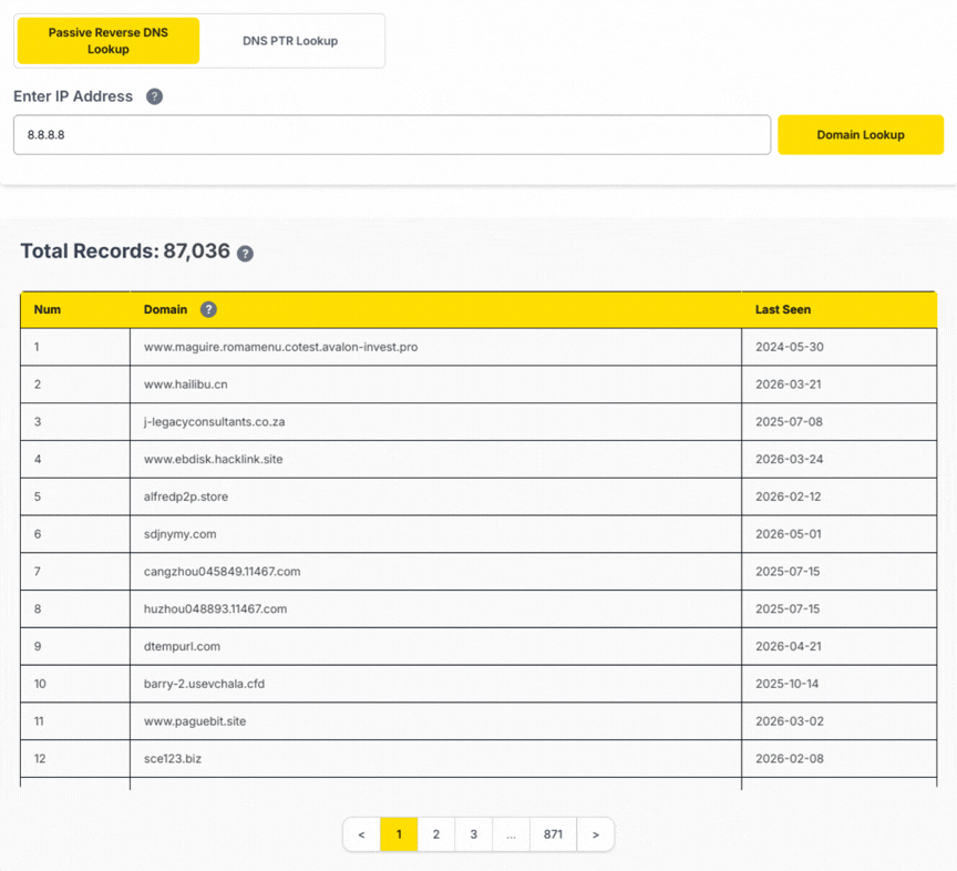 Passive Reverse DNS Lookup vs DNS PTR Lookup in action